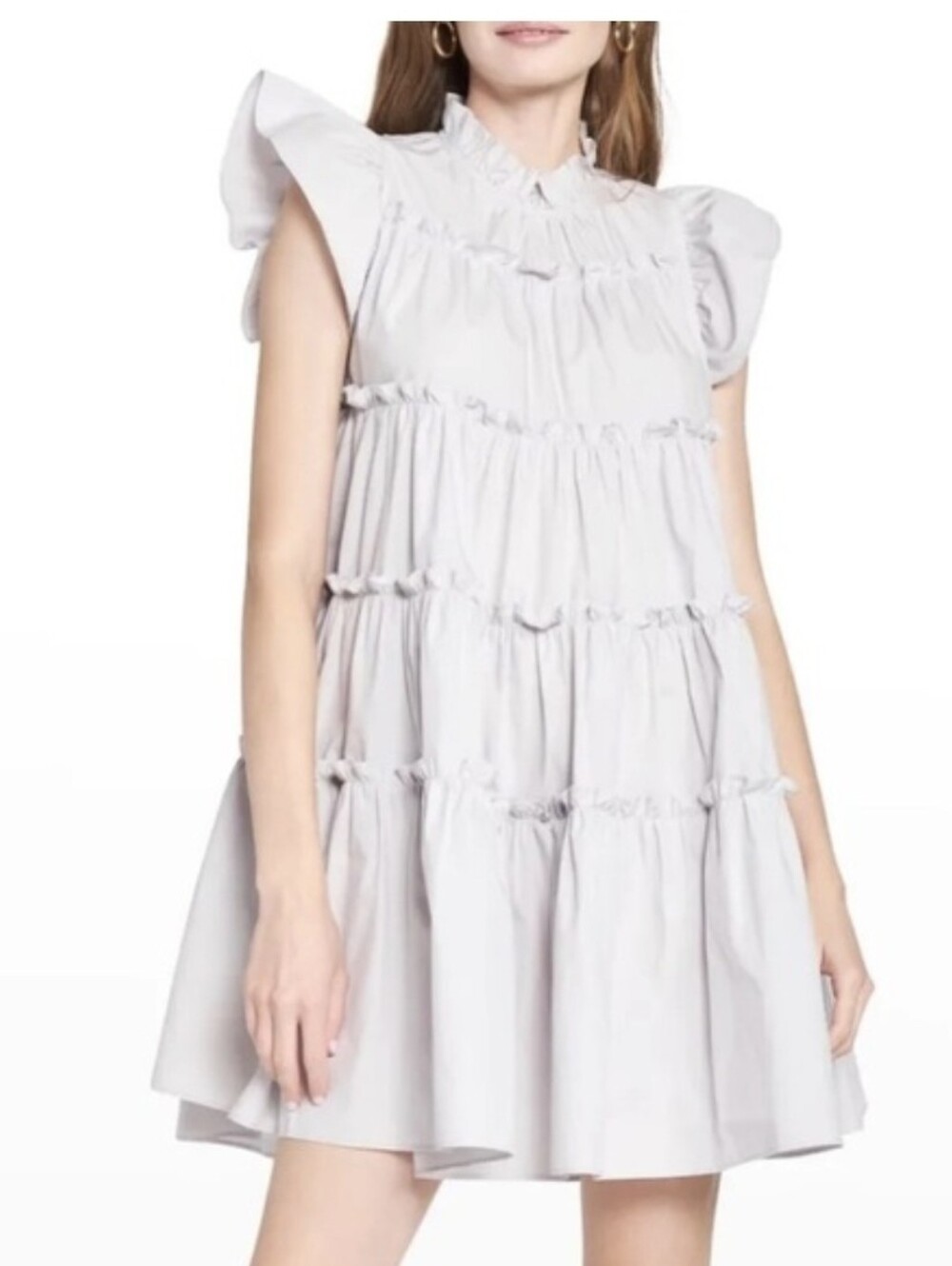 En Saison Grey Tiered Ruffle Dress Sz M